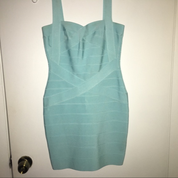 Turquoise Bandage Dress - Picture 3 of 4